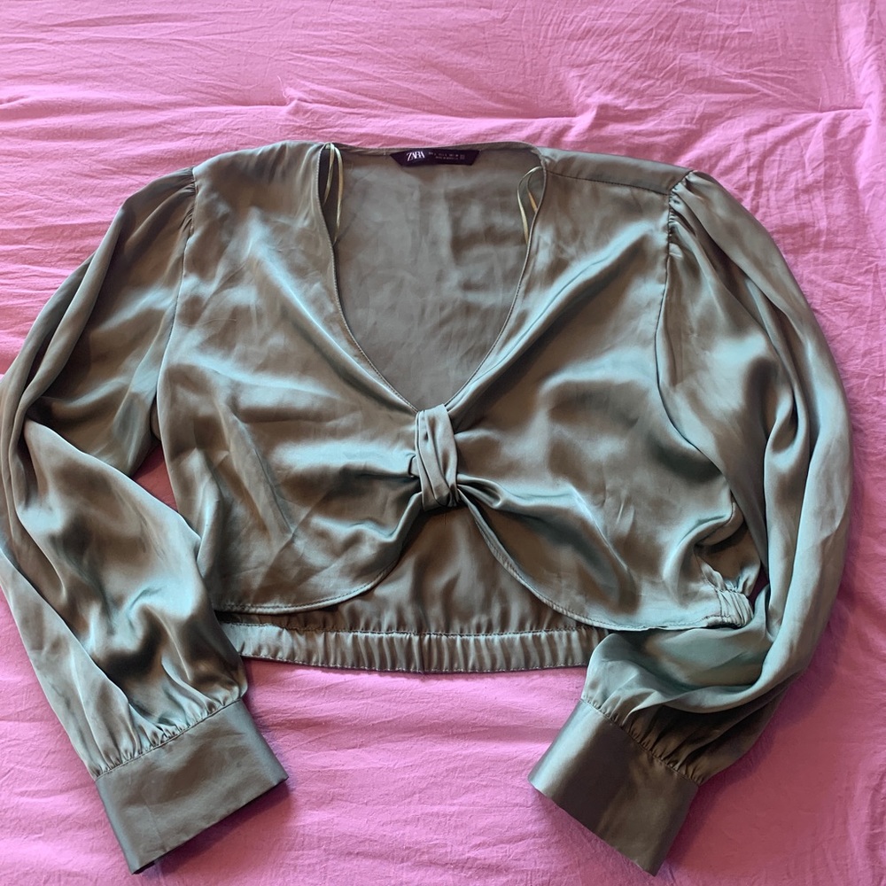 Zara satin cropped blouse